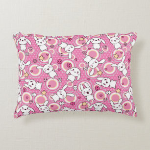 kawaii pink pattern accent pillow