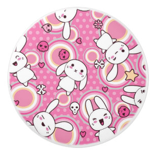 kawaii pink pattern ceramic knob