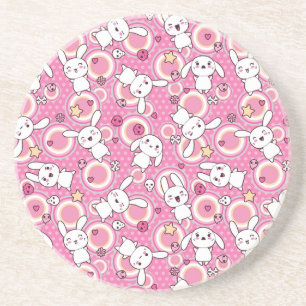 kawaii pink pattern coaster