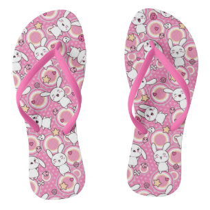 kawaii pink pattern flip flops