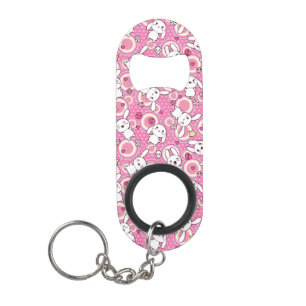 kawaii pink pattern keychain bottle opener