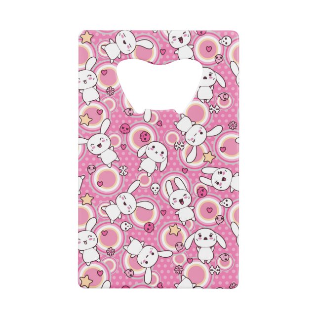 kawaii pink pattern wallet bottle opener (Front)