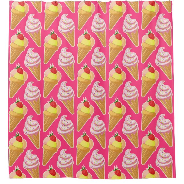 Kawaii pink pattern with strawberry ice cream (Front)