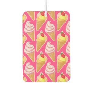 Kawaii pink pattern with strawberry ice cream  air freshener