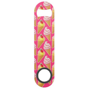Kawaii pink pattern with strawberry ice cream bar key