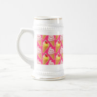 Kawaii pink pattern with strawberry ice cream