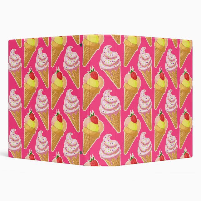 Kawaii pink pattern with strawberry ice cream  binder (Background)