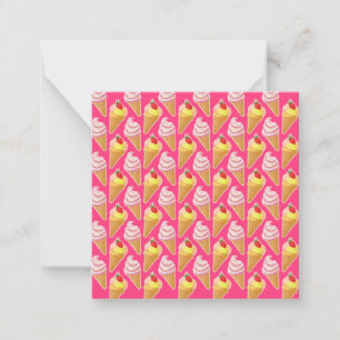 Kawaii pink pattern with strawberry ice cream card