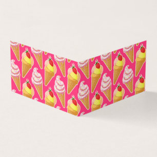 Kawaii pink pattern with strawberry ice cream card