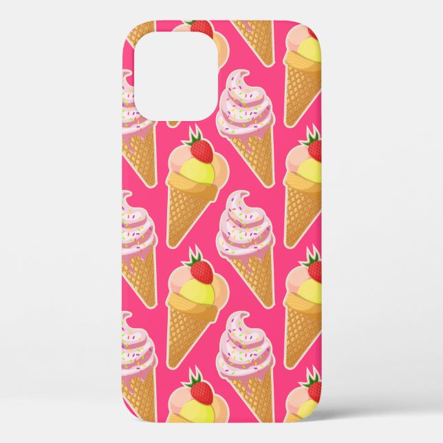 Kawaii pink pattern with strawberry ice cream  Case-Mate iPhone case (Back)