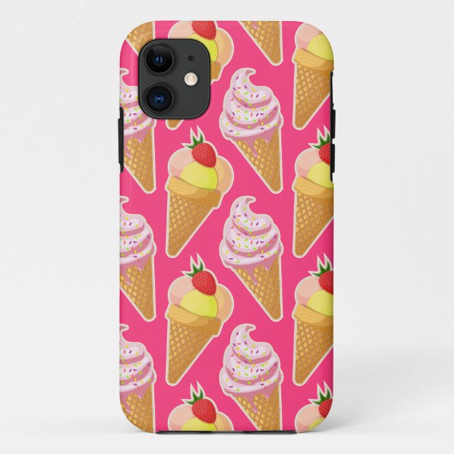 Kawaii pink pattern with strawberry ice cream  Case-Mate iPhone case (Back)