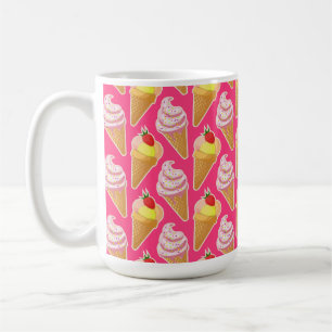Kawaii pink pattern with strawberry ice cream coffee mug