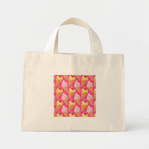 Kawaii pink pattern with strawberry ice cream  mini tote bag