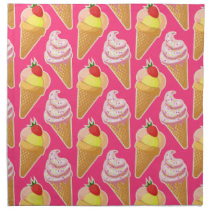 Kawaii pink pattern with strawberry ice cream  napkin