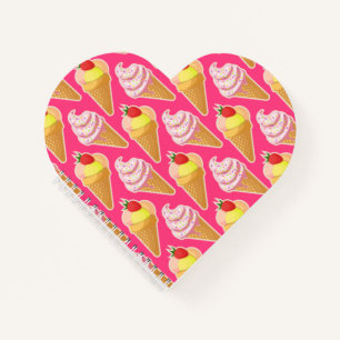 Kawaii pink pattern with strawberry ice cream  notebook