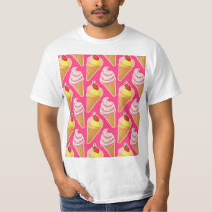Kawaii pink pattern with strawberry ice cream T-Shirt