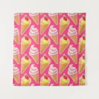 Kawaii pink pattern with strawberry ice cream 