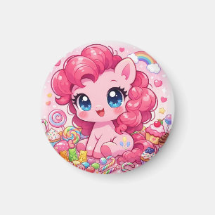 Kawaii Pink Pony Chibi Art Magnet