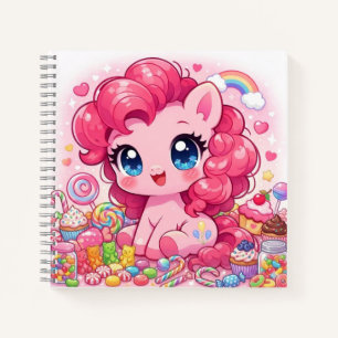 Kawaii Pink Pony Chibi Art – Sweet Candy & Cupcake Notebook