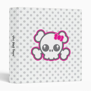 Kawaii Pink Ribbon Skull Binder