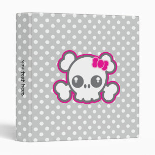 Kawaii Pink Ribbon Skull Binder