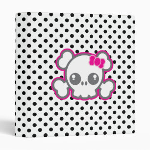 Kawaii Pink Ribbon Skull Binder