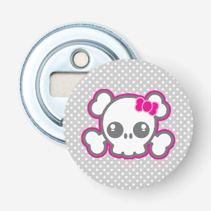 Kawaii Pink Ribbon Skull Bottle Opener