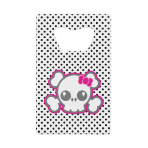Kawaii Pink Ribbon Skull Credit Card Bottle Opener
