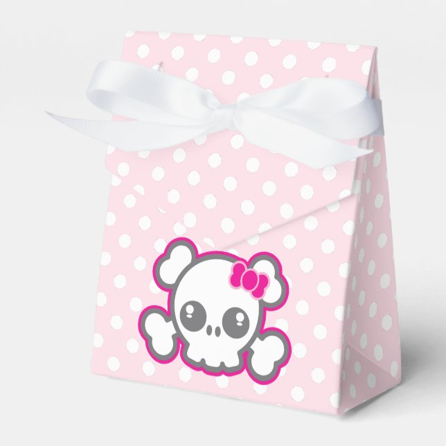 Kawaii Pink Ribbon Skull Gift Box (Front Side)