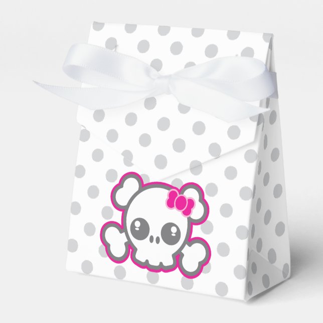 Kawaii Pink Ribbon Skull Gift Box (Front Side)