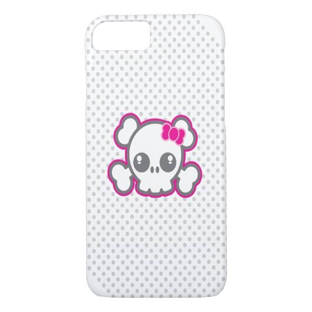 Kawaii Pink Ribbon Skull iPhone Case (Back)
