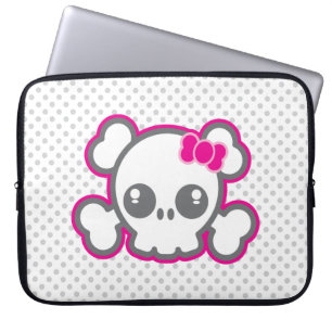 Kawaii Pink Ribbon Skull Laptop Sleeve