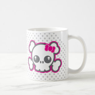 Kawaii Pink Ribbon Skull Mug