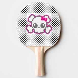 Kawaii Pink Ribbon Skull Ping Pong Paddle