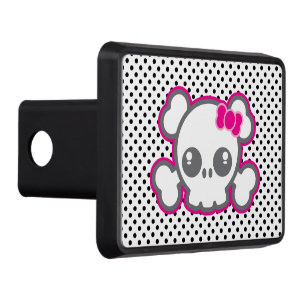 Kawaii Pink Ribbon Skull Trailer Hitch Cover