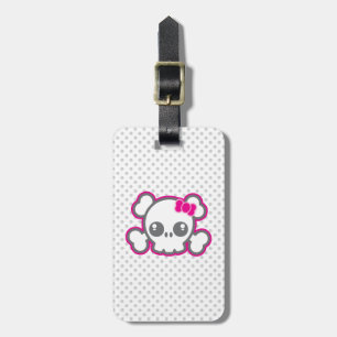 Kawaii Pink Ribbon Skull Travel Luggage Tags