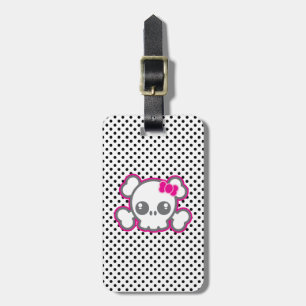 Kawaii Pink Ribbon Skull Travel Luggage Tags