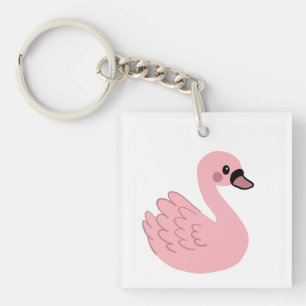 Kawaii Pink Swan – Cute Cartoon Animal Design Keychain