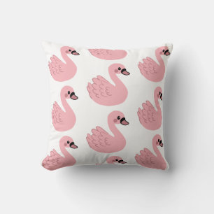 Kawaii Pink Swan – Cute Cartoon Animal Design Throw Pillow