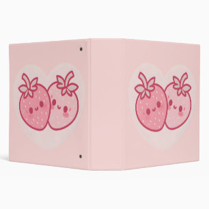 Kawaii Pink Valentines Strawberries Binder