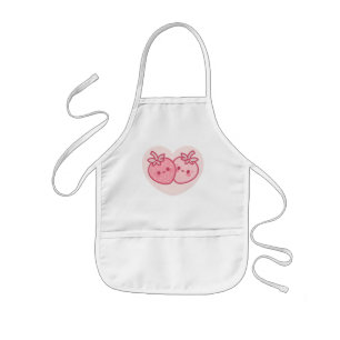 Kawaii Pink Valentines Strawberries Kids Apron