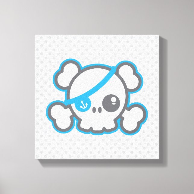 Kawaii Pirate Crâne Enveloppé Toile (Recto)