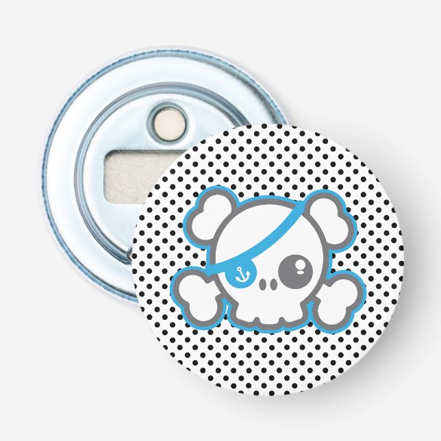 Kawaii Pirate Skull Bottle Opener (Front)