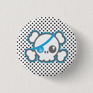 Kawaii Pirate Skull Button
