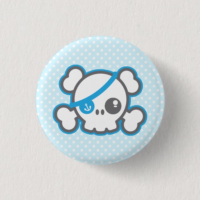 Kawaii Pirate Skull Button (Front)