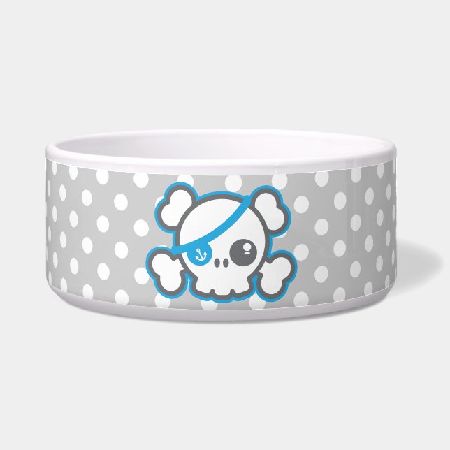 Kawaii Pirate Skull Dog Bowl (Front)