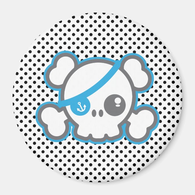 Kawaii Pirate Skull Magnet (Front)