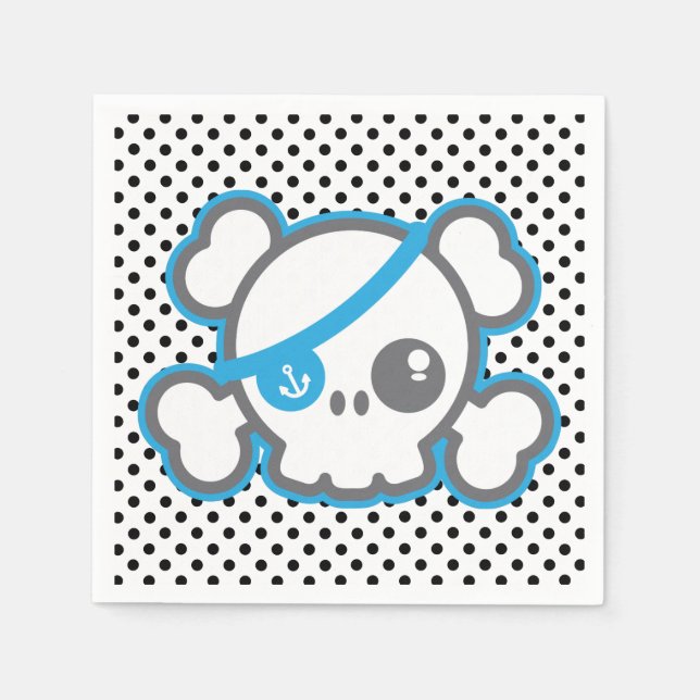 Kawaii Pirate Skull Napkins (Front)