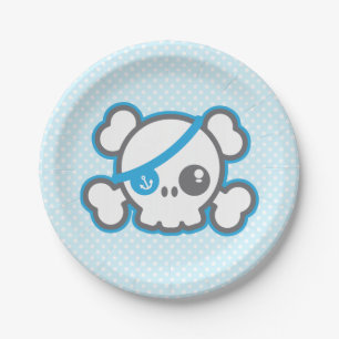 Kawaii Pirate Skull Paper Plates
