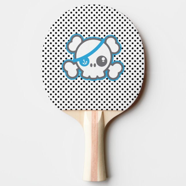 Kawaii Pirate Skull Ping Pong Paddle (Back)